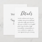 Handgeschreven Kaart met details over bruiloft (Voorkant / Achterkant)