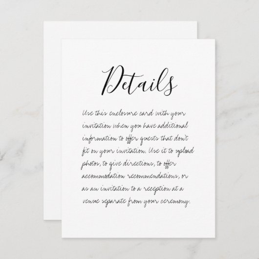 Handgeschreven Kaart met details over bruiloft (Voorkant / Achterkant)