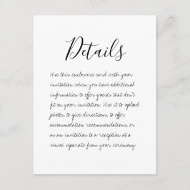 Handgeschreven Kaart met details over bruiloft