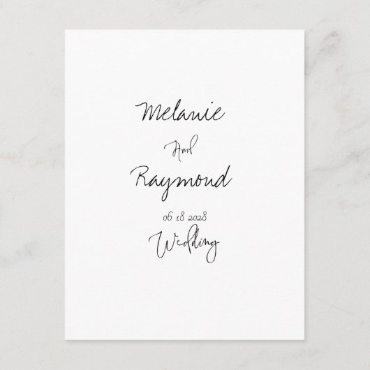 Handgeschreven Kaart met details over bruiloft (Achterkant)