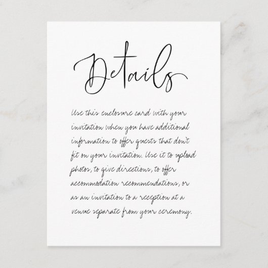 Handgeschreven Kaart met details over bruiloft (Voorkant)