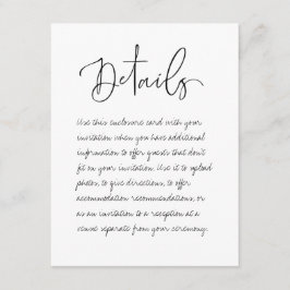 Handgeschreven Kaart met details over bruiloft