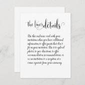 Handgeschreven kalligrafie De Finer Details bruilo Informatiekaartje (Voorkant / Achterkant)