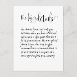 Handgeschreven kalligrafie De Finer Details bruilo Informatiekaartje
