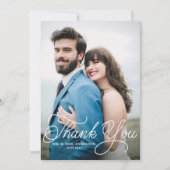 Handgeschreven kalligrafie Foto bruiloft Hartelijk Bedankkaart (Voorkant)