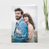 Handgeschreven kalligrafie Foto bruiloft Hartelijk Bedankkaart (Voorkant)