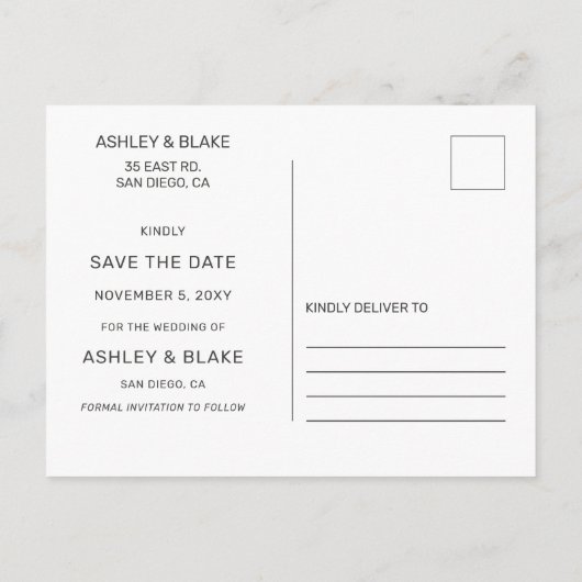 Handgeschreven kalligrafie Foto Opslaan Datum Aankondigingskaart (Achterkant)