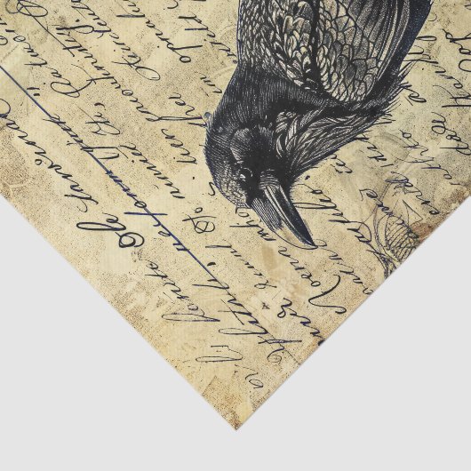 Handgeschreven kalligrafie Raven Decoupage Tissuepapier (Detail)