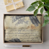 Handgeschreven kalligrafie  Raven Decoupage Tissuepapier (Geschenk)