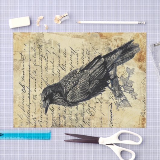 Handgeschreven kalligrafie  Raven Decoupage Tissuepapier (Craft)