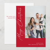 Handgeschreven kalligrafie Rood kerstfoto Feestdagenkaart (Voorkant / Achterkant)