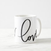 Handgeschreven kalligrafie script liefde koffiemok (Voorkant rechts)