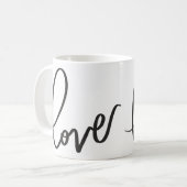 Handgeschreven kalligrafie script liefde koffiemok (Voorkant links)