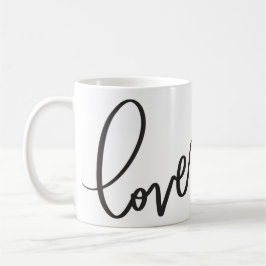 Handgeschreven kalligrafie script liefde koffiemok