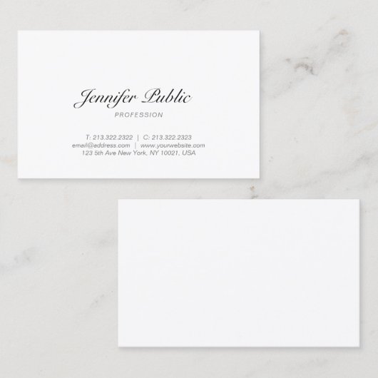 Handgeschreven kalligrafie Script Smart  Plain Visitekaartje (Voorkant / Achterkant)