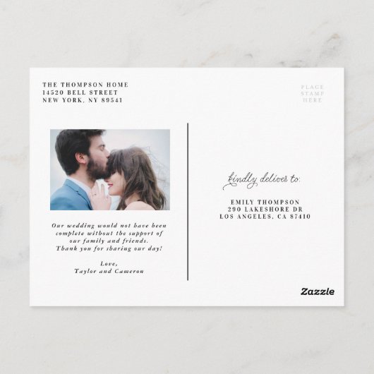 Handgeschreven kalligrafie Weddenschap Bedankt II Briefkaart (Achterkant)