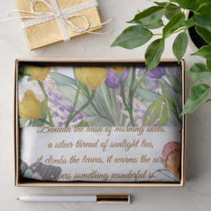 Handgeschreven kalligrafie wit Modern botanisch Tissuepapier