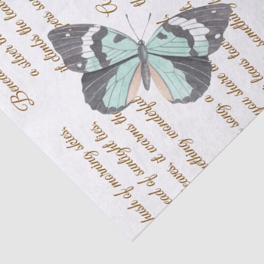 Handgeschreven kalligrafie wit Modern botanisch Tissuepapier (Detail)