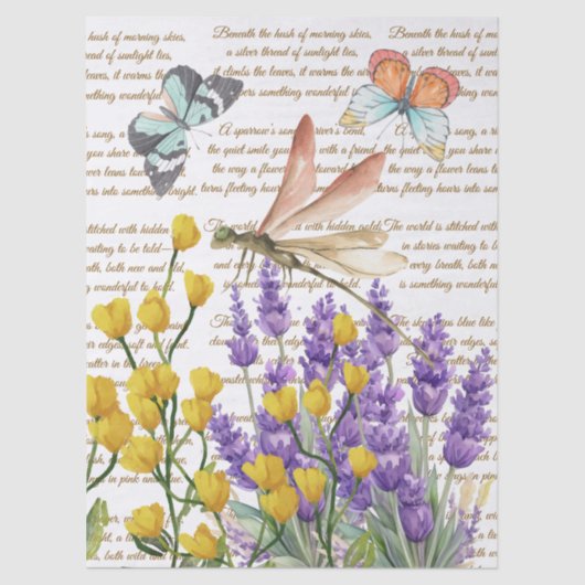 Handgeschreven kalligrafie wit Modern botanisch Tissuepapier (Voorkant)