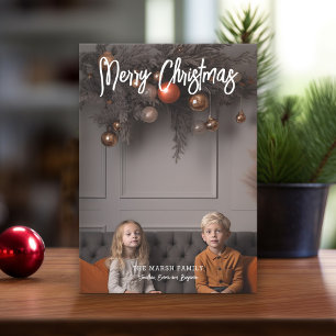 Handgeschreven kerstkalligrafie, volledige foto feestdagenkaart