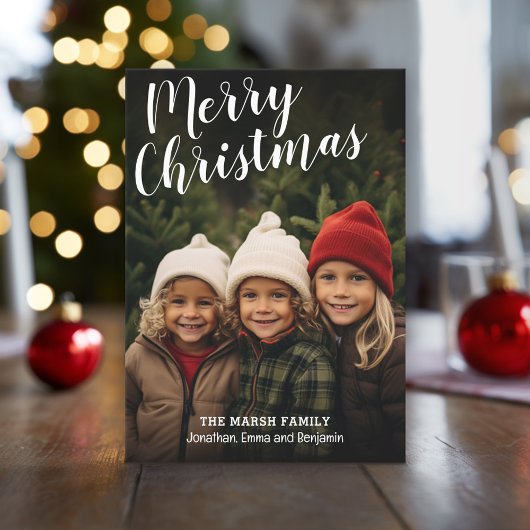 Handgeschreven kerstkalligrafie, volledige foto feestdagenkaart