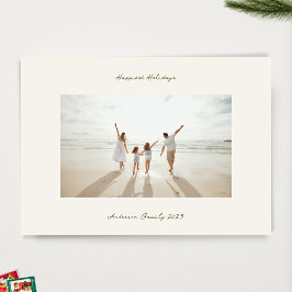 Handgeschreven kerstmos groene inkt beige foto feestdagenkaart