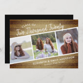 Handgeschreven klasse van 2020 | 3 Foto's Rustic Kaart (Voorkant / Achterkant)