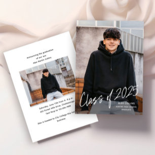 Handgeschreven Klasse van 2025 Foto Afstuderen Aankondiging