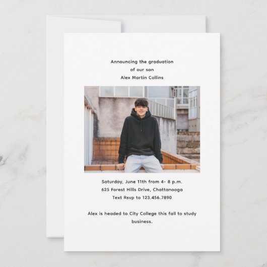 Handgeschreven Klasse van 2025 Foto Afstuderen Aankondiging (Achterkant)