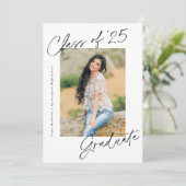 Handgeschreven Klasse van 2025 Foto Afstuderen Kaart (Staand voorkant)