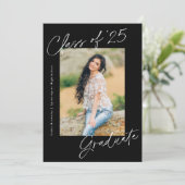 Handgeschreven Klasse van 2025 Foto Afstuderen Kaart (Staand voorkant)