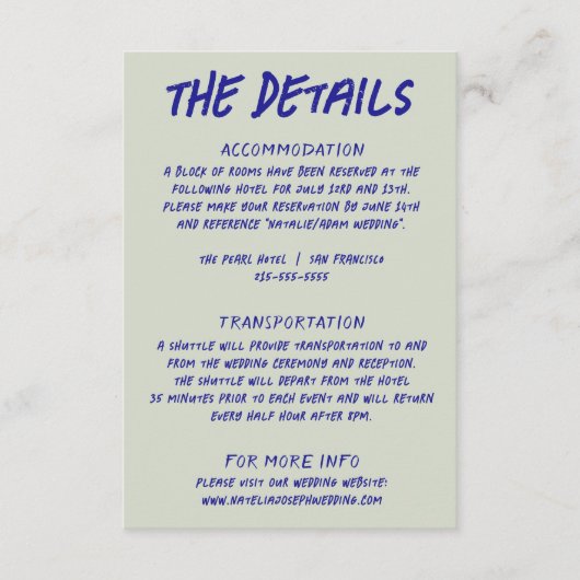 Handgeschreven kleurrijke Funky Retro bruiloft det Informatiekaartje (Voorkant)