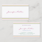 Handgeschreven kleurrijke gestreept moderne Sjablo Visitekaartje (Voorkant / Achterkant)