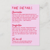 Handgeschreven Kleurrijke Heldere Funky Bruiloft D Informatiekaartje (Voorkant)