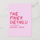 Handgeschreven Kleurrijke Heldere Funky Bruiloft D Informatiekaartje (Achterkant)