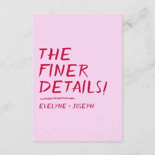 Handgeschreven Kleurrijke Heldere Funky Bruiloft D Informatiekaartje (Achterkant)