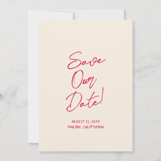 Handgeschreven Kleurrijke Leuke Moderne Huwelijk Save The Date (Voorkant)