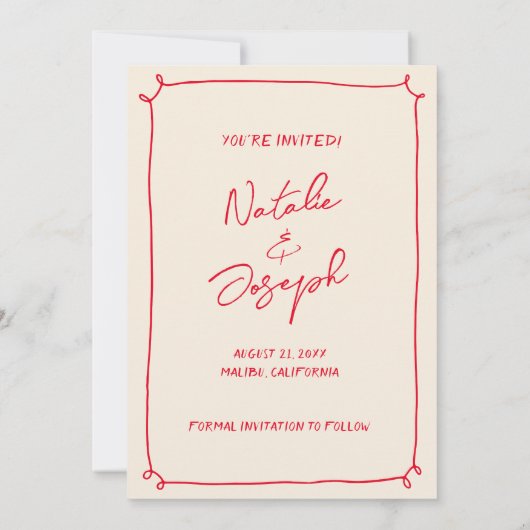 Handgeschreven Kleurrijke Leuke Moderne Huwelijk Save The Date (Achterkant)