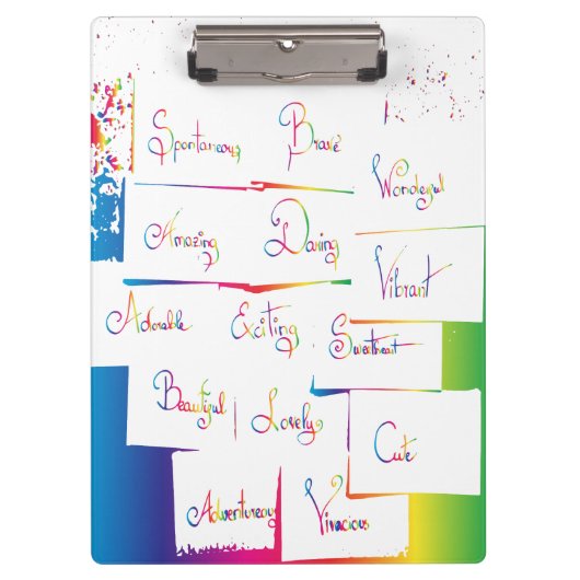 Handgeschreven kleurrijke positieve Inspirerend wo Klembord (Voorkant)