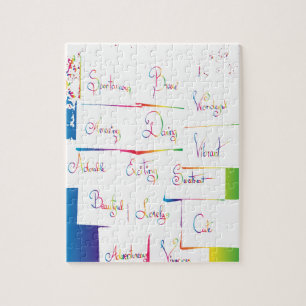 Handgeschreven kleurrijke positieve Inspirerend wo Legpuzzel