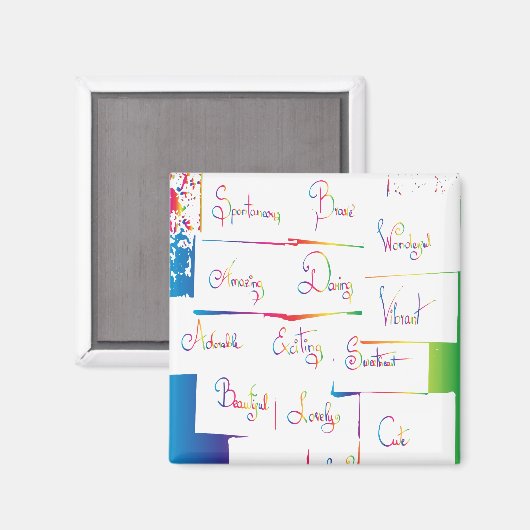 Handgeschreven kleurrijke positieve Inspirerend wo Magneet (Voorkant / Achterkant)