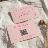 Handgeschreven kleurrijke QR-code Fun Modern Weddi RSVP Kaartje