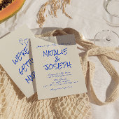 Handgeschreven kleurrijke retro funky unieke bruil kaart