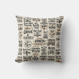 Handgeschreven koffie citaten kussen