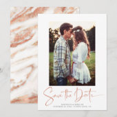 Handgeschreven koper Roos Gold Marble Save the Dat Date (Voorkant / Achterkant)