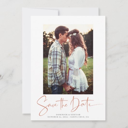 Handgeschreven koper Roos Gold Marble Save the Dat Save The Date (Voorkant)