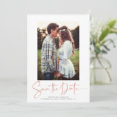 Handgeschreven koper Roos Gold Marble Save the Dat Save The Date (Staand voorkant)