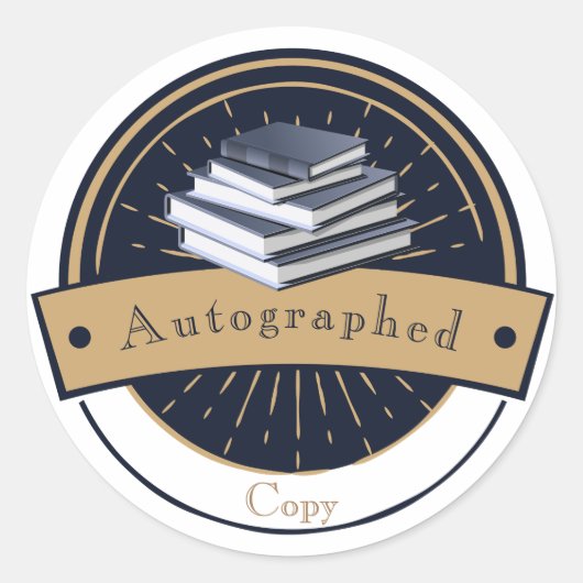 Handgeschreven kopie, stapel boeken ronde sticker (Voorkant)