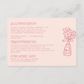 Handgeschreven koraal Kleurrijke Bloemen Trouwdeta Informatiekaartje (Voorkant)