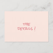 Handgeschreven koraal Kleurrijke Bloemen Trouwdeta Informatiekaartje (Achterkant)